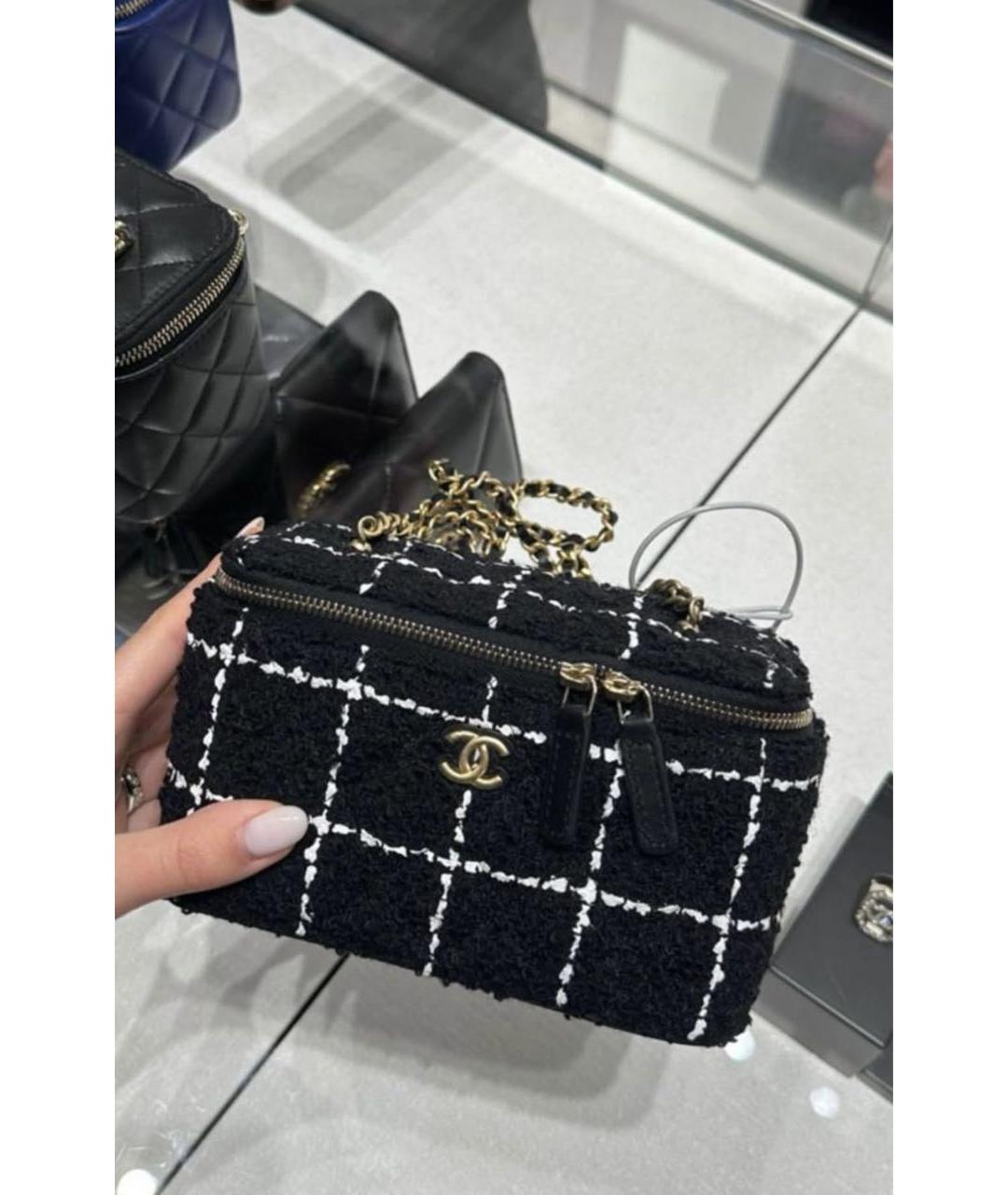 CHANEL Черная твидовая сумка через плечо, фото 3