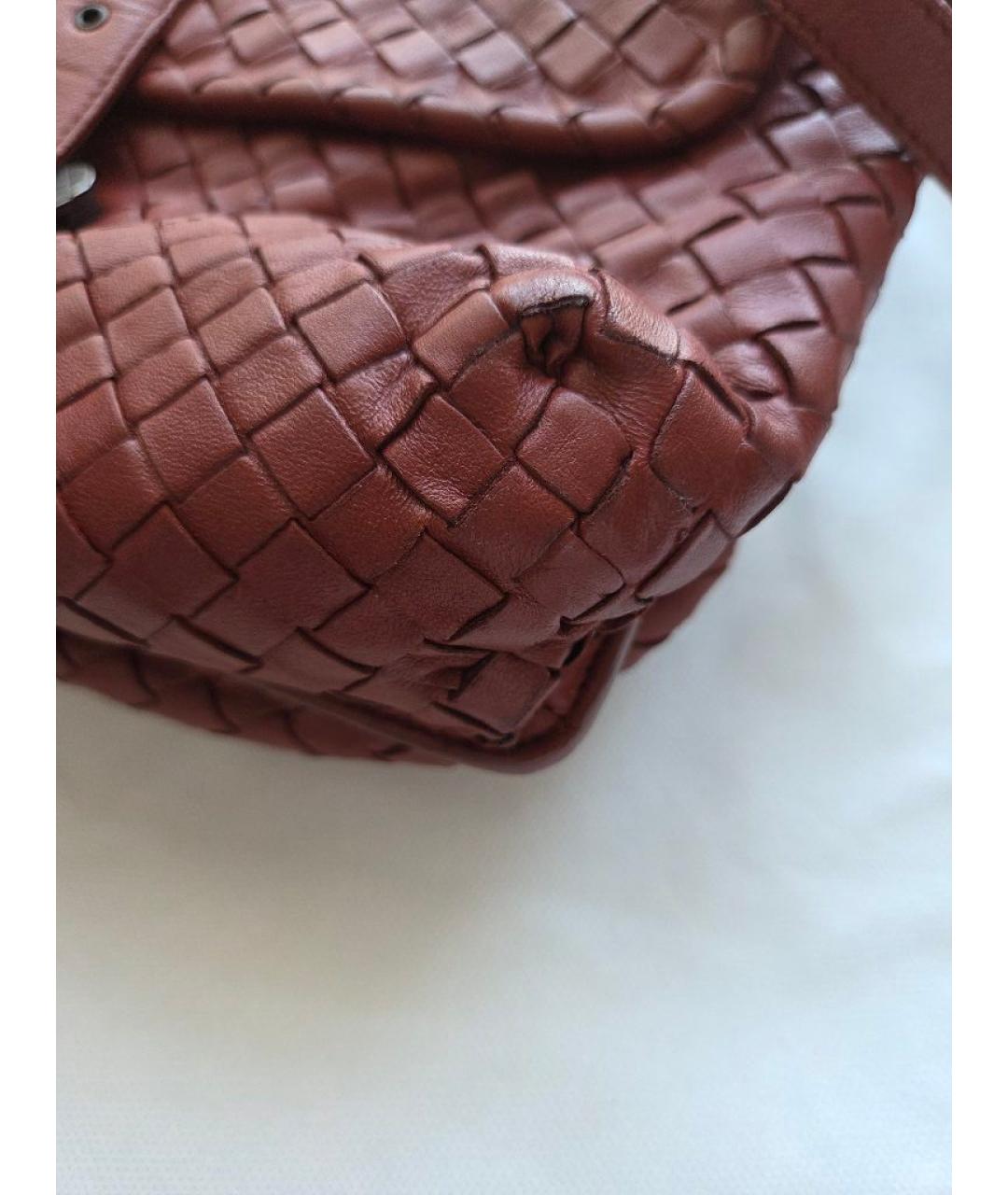 BOTTEGA VENETA Бордовая кожаная сумка через плечо, фото 7