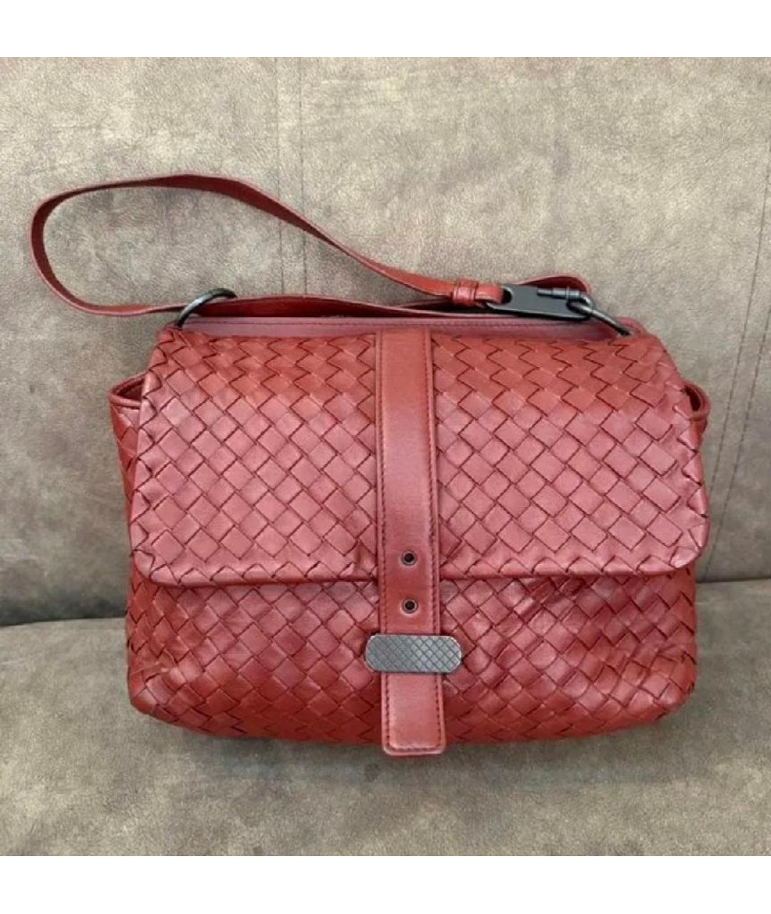 BOTTEGA VENETA Бордовая кожаная сумка через плечо, фото 10