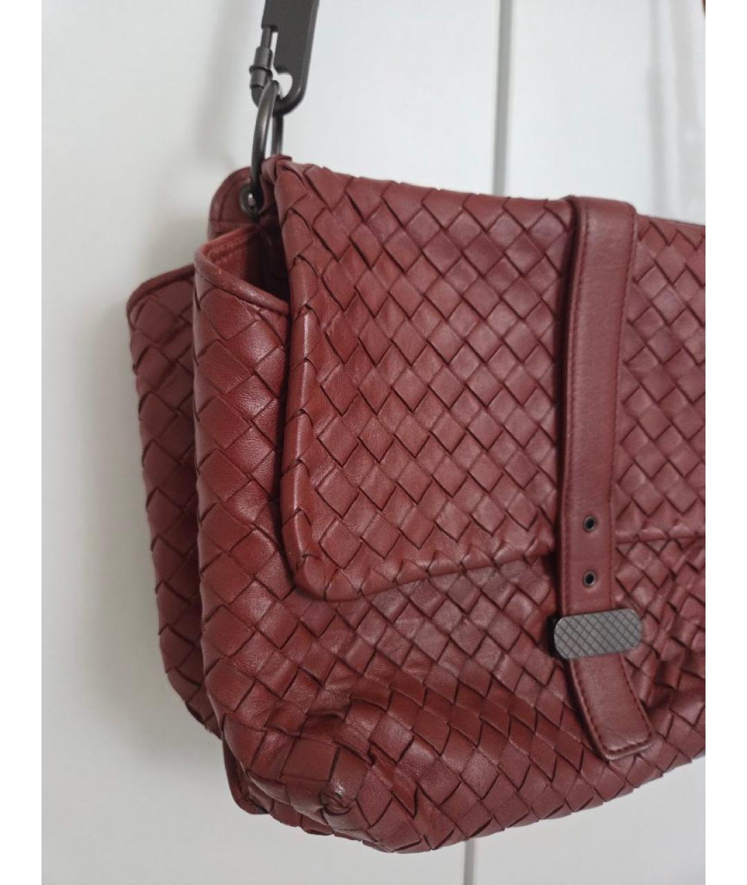 BOTTEGA VENETA Бордовая кожаная сумка через плечо, фото 3