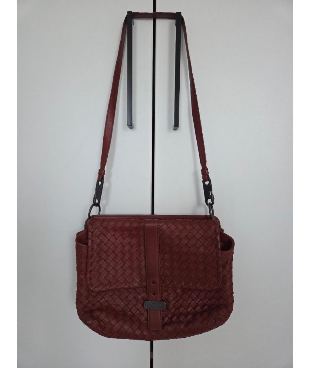 BOTTEGA VENETA Бордовая кожаная сумка через плечо, фото 2