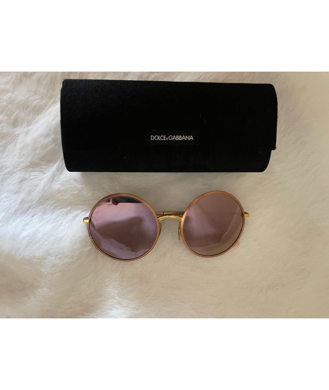 DOLCE&GABBANA Розовые металлические солнцезащитные очки, фото 3