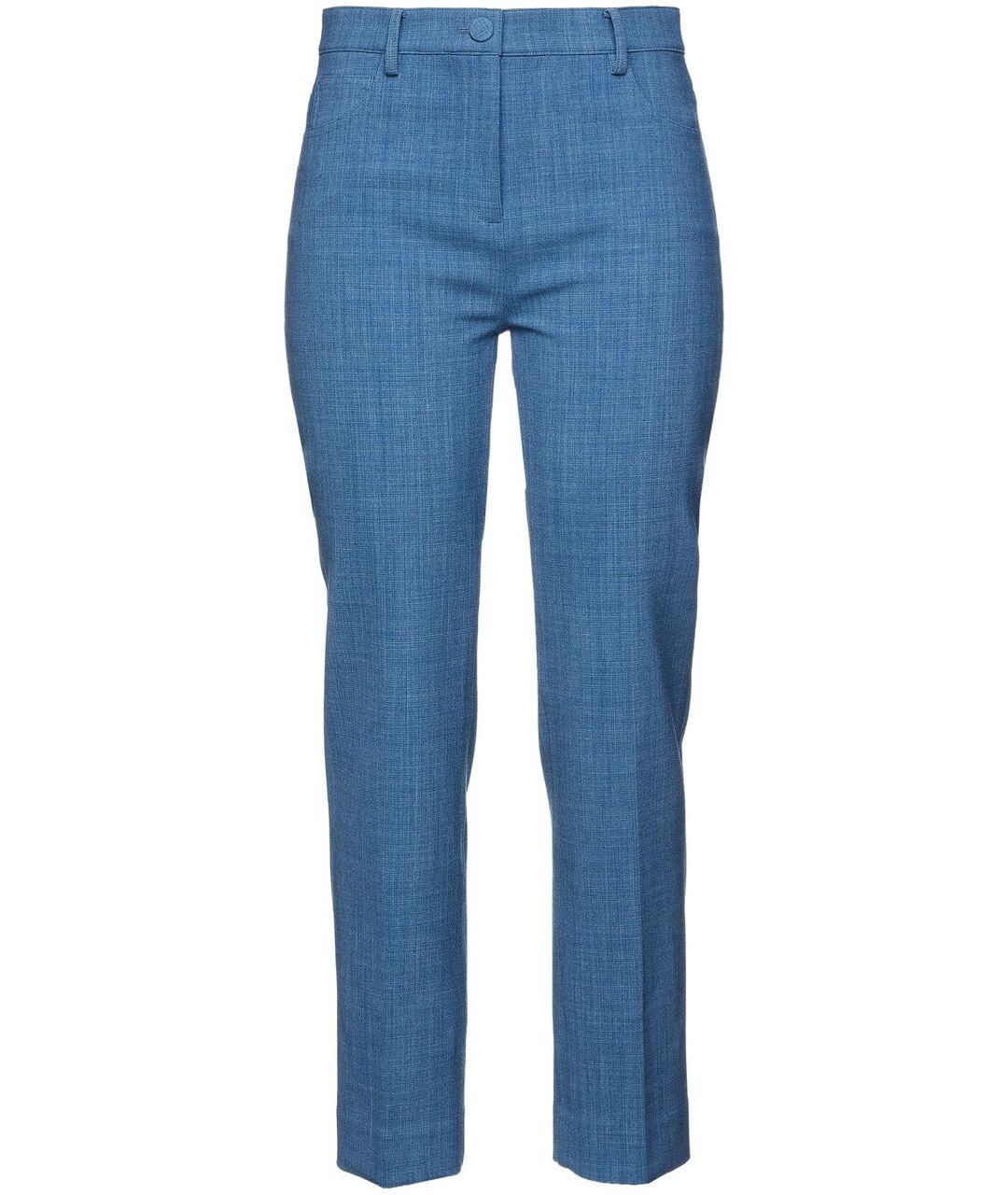 THEORY Голубые шерстяные прямые брюки, фото 1