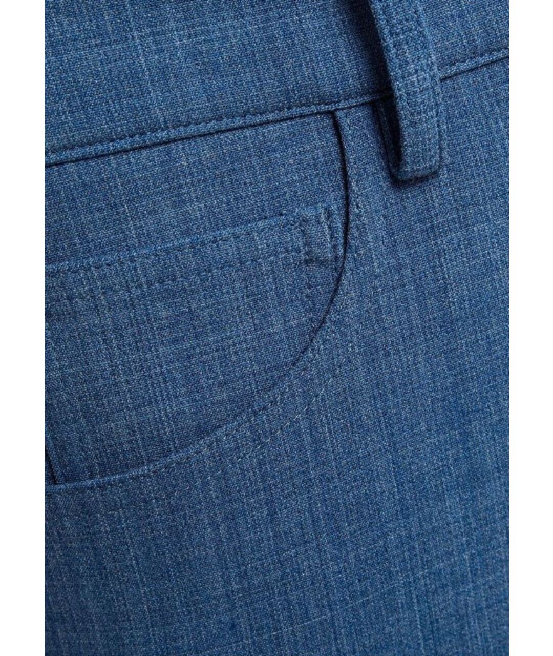 THEORY Голубые шерстяные прямые брюки, фото 5