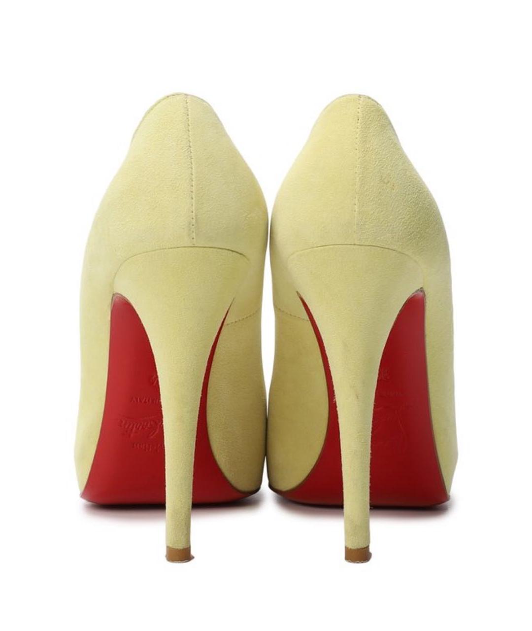 CHRISTIAN LOUBOUTIN Желтые замшевые туфли, фото 4