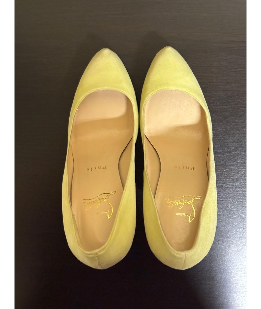 CHRISTIAN LOUBOUTIN Желтые замшевые туфли, фото 3