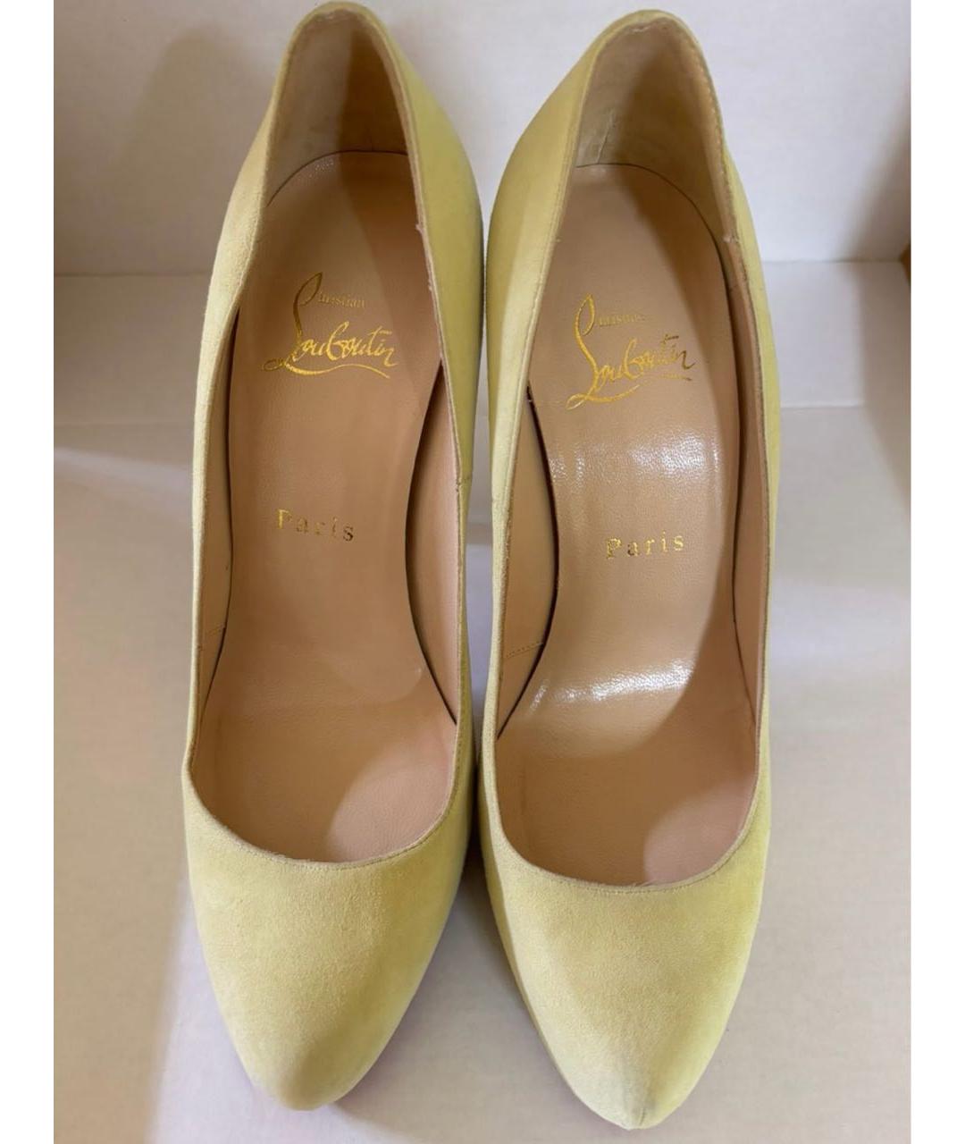 CHRISTIAN LOUBOUTIN Желтые замшевые туфли, фото 2