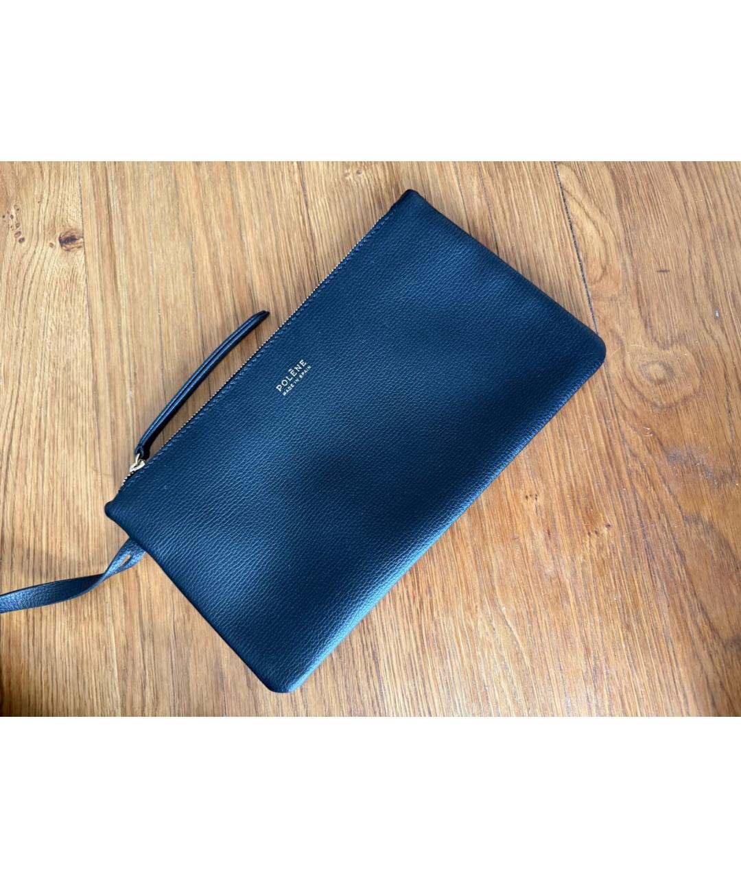 POLENE Черная кожаная сумка тоут, фото 7