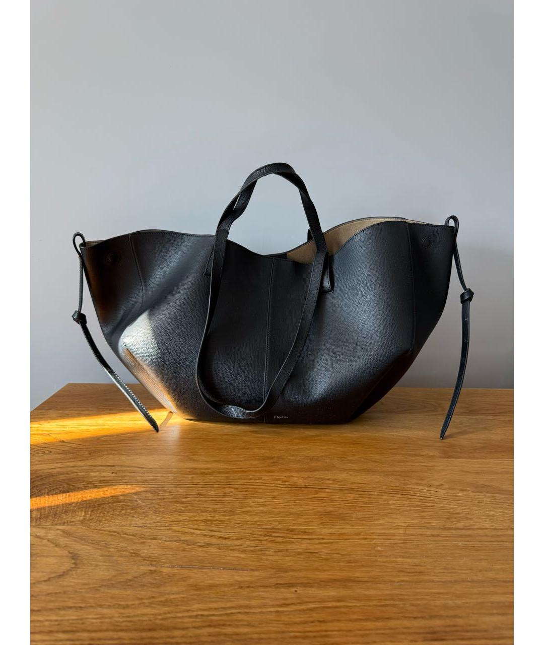 POLENE Черная кожаная сумка тоут, фото 2