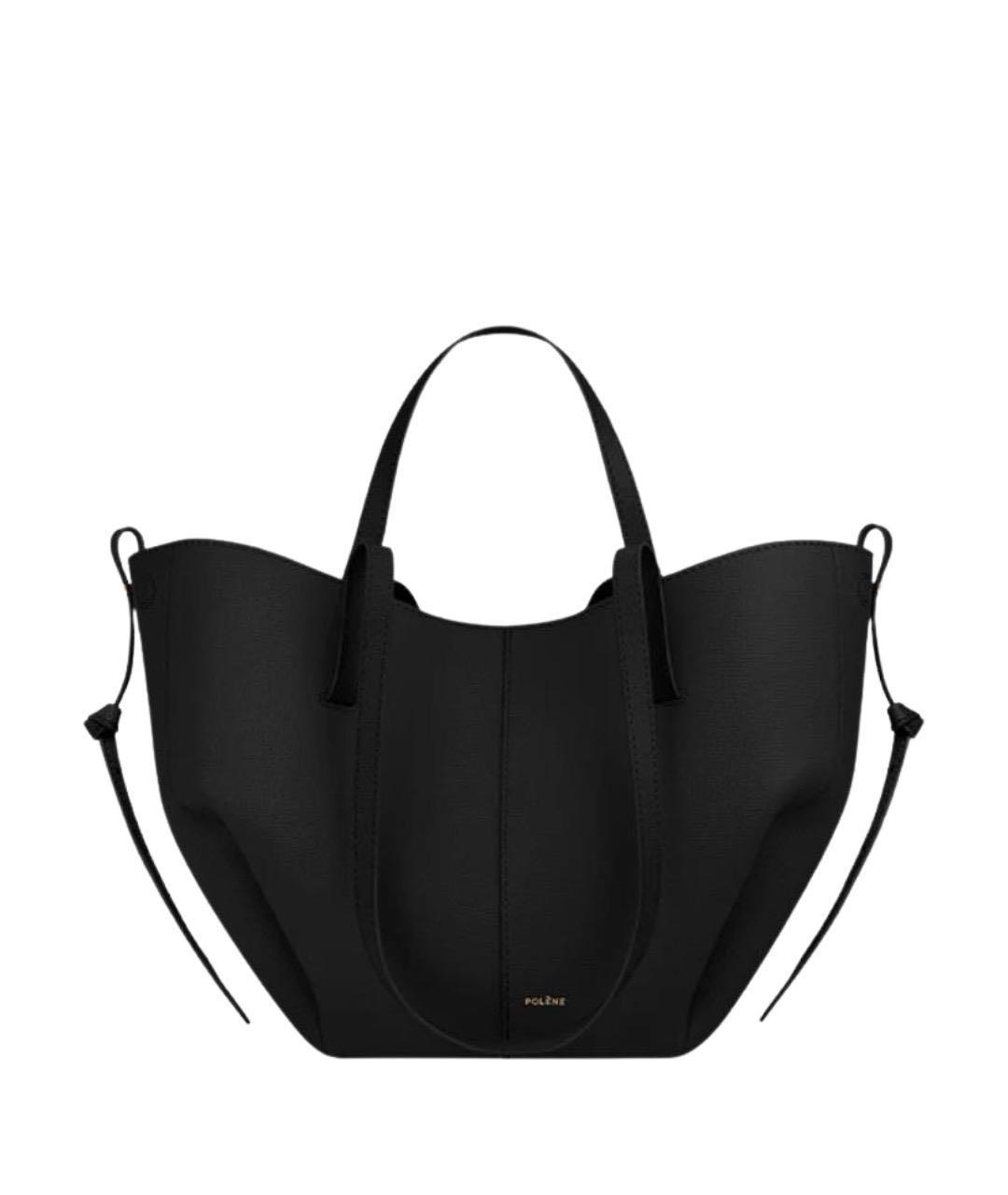 POLENE Черная кожаная сумка тоут, фото 9