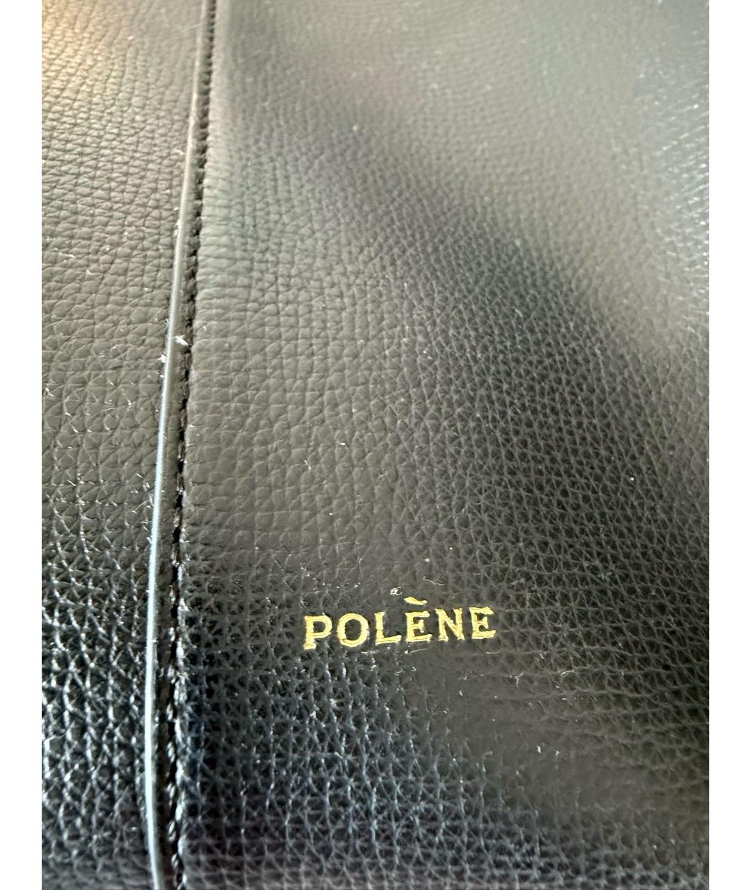 POLENE Черная кожаная сумка тоут, фото 5