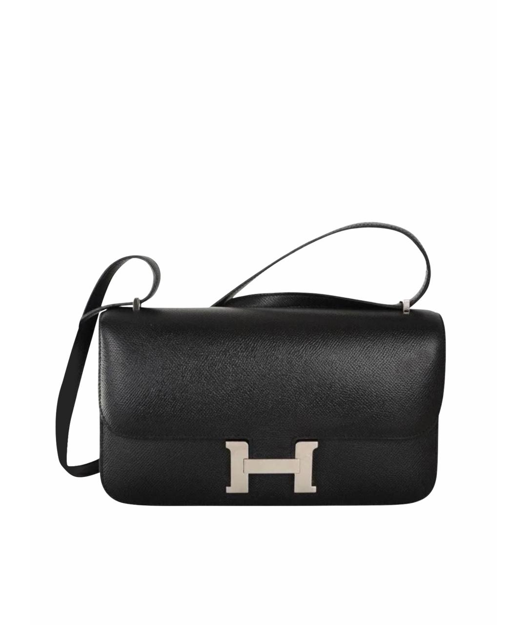 HERMES Черная кожаная сумка через плечо, фото 1