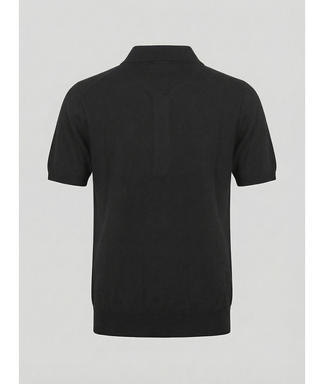 KITON Черное хлопковое поло с коротким рукавом, фото 2