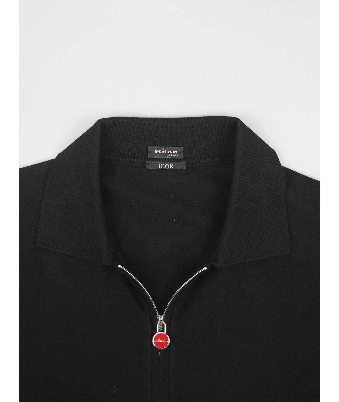 KITON Черное хлопковое поло с коротким рукавом, фото 5