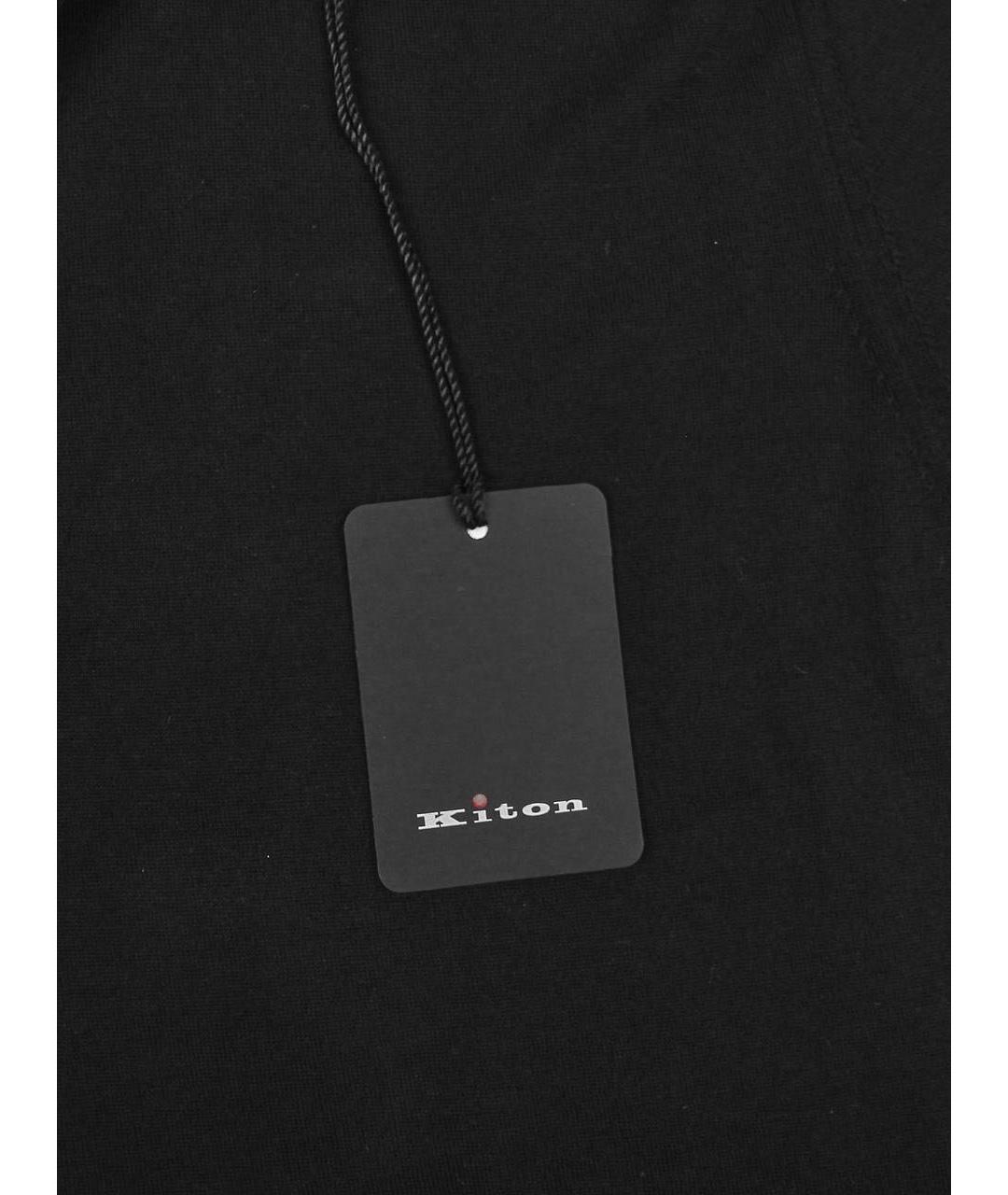 KITON Черное хлопковое поло с коротким рукавом, фото 3