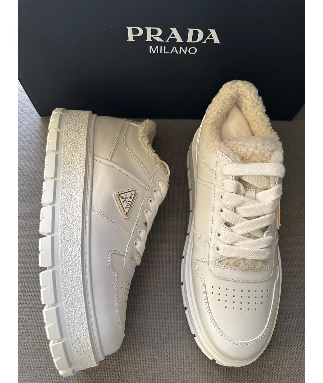 PRADA Белые кожаные ботинки, фото 6