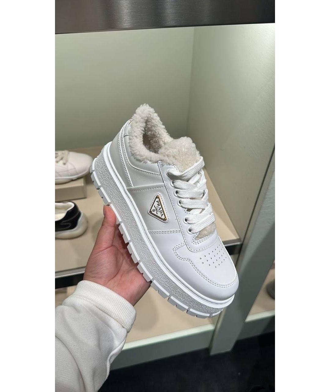 PRADA Белые кожаные ботинки, фото 4