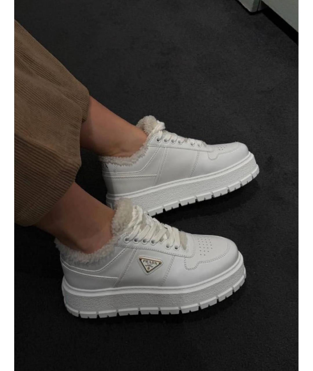 PRADA Белые кожаные ботинки, фото 5