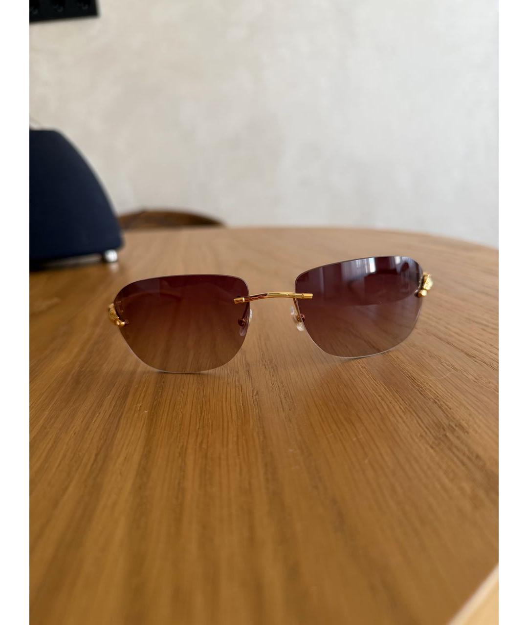 CARTIER Золотые металлические солнцезащитные очки, фото 2