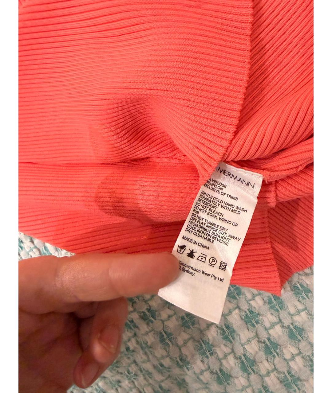 ZIMMERMANN Коралловая вискозная футболка, фото 3