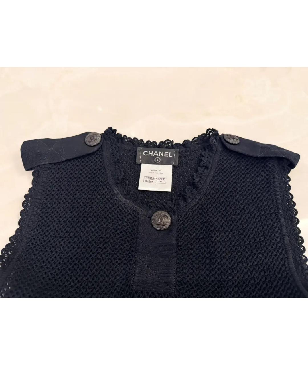 CHANEL Черное хлопковое повседневное платье, фото 4