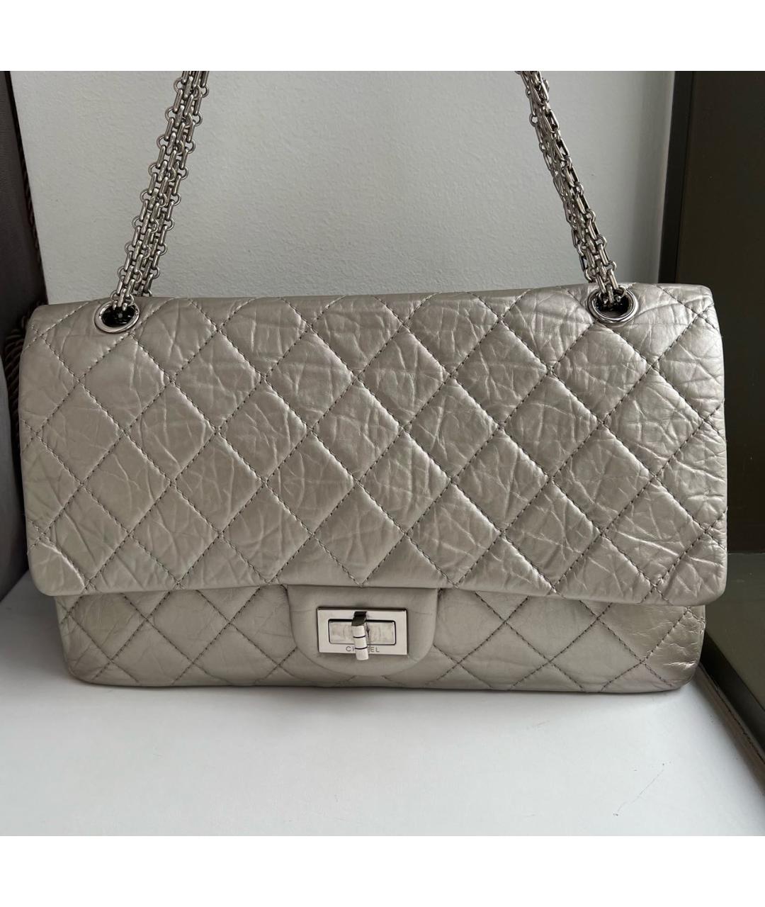 CHANEL Серебряная кожаная сумка через плечо, фото 2