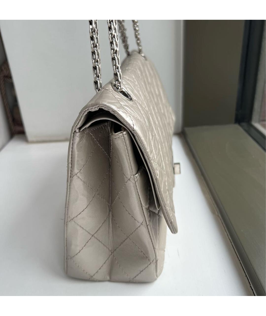CHANEL Серебряная кожаная сумка через плечо, фото 3