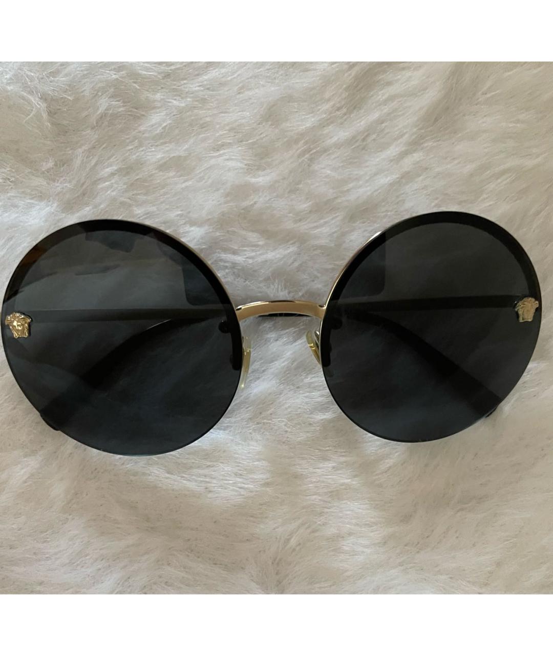 VERSACE Золотые металлические солнцезащитные очки, фото 7