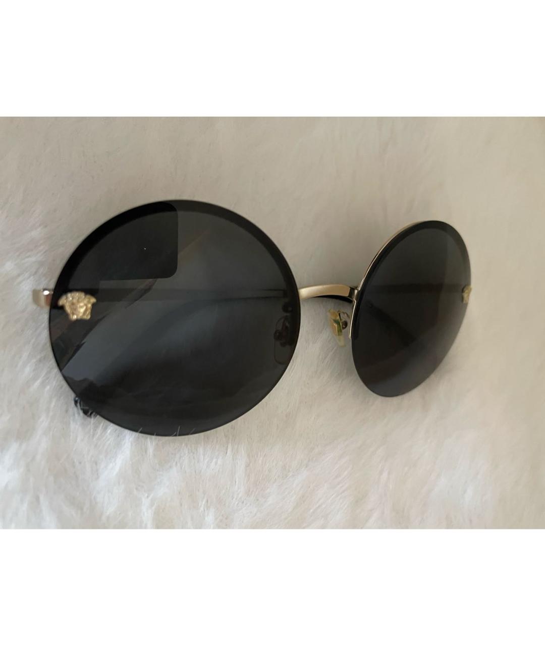 VERSACE Золотые металлические солнцезащитные очки, фото 6