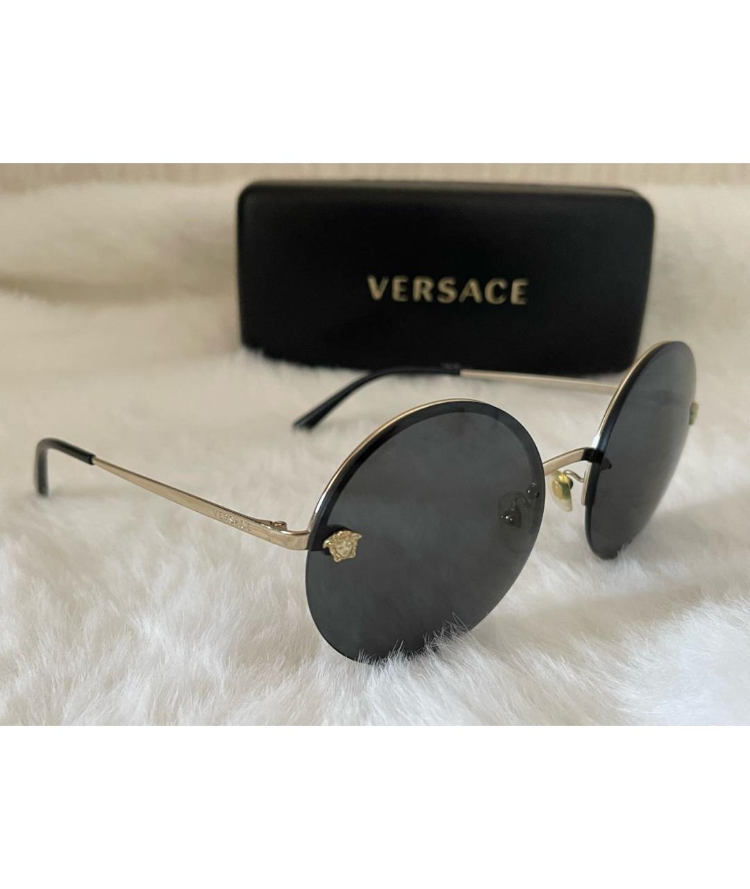 VERSACE Золотые металлические солнцезащитные очки, фото 2