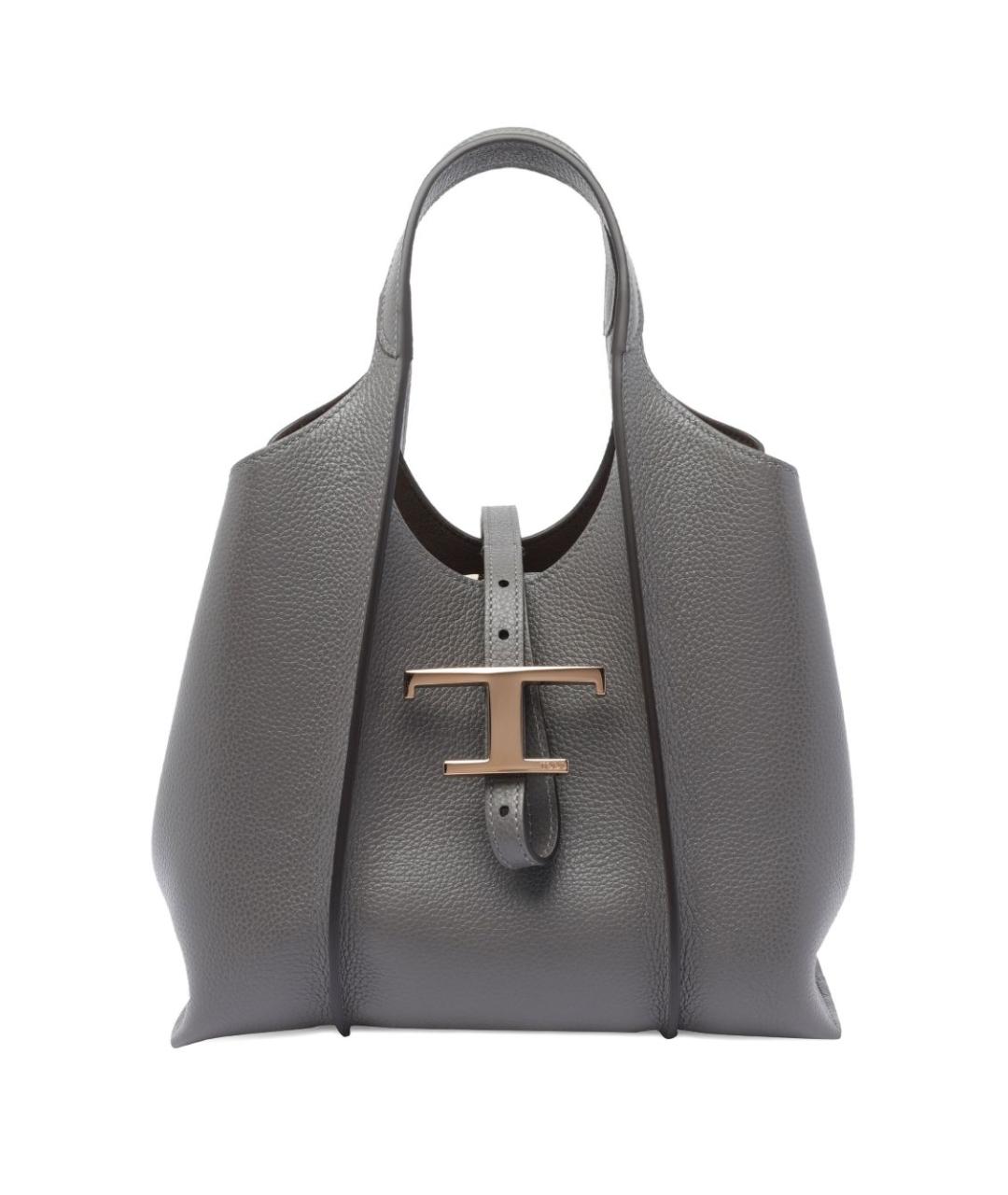 TOD'S Серая кожаная сумка тоут, фото 1