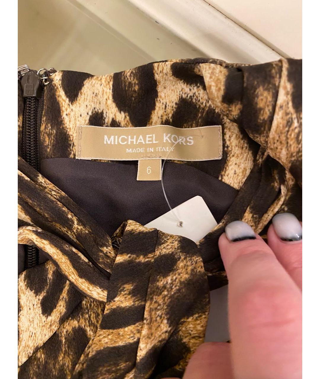 MICHAEL KORS Коричневое вискозное коктейльное платье, фото 7