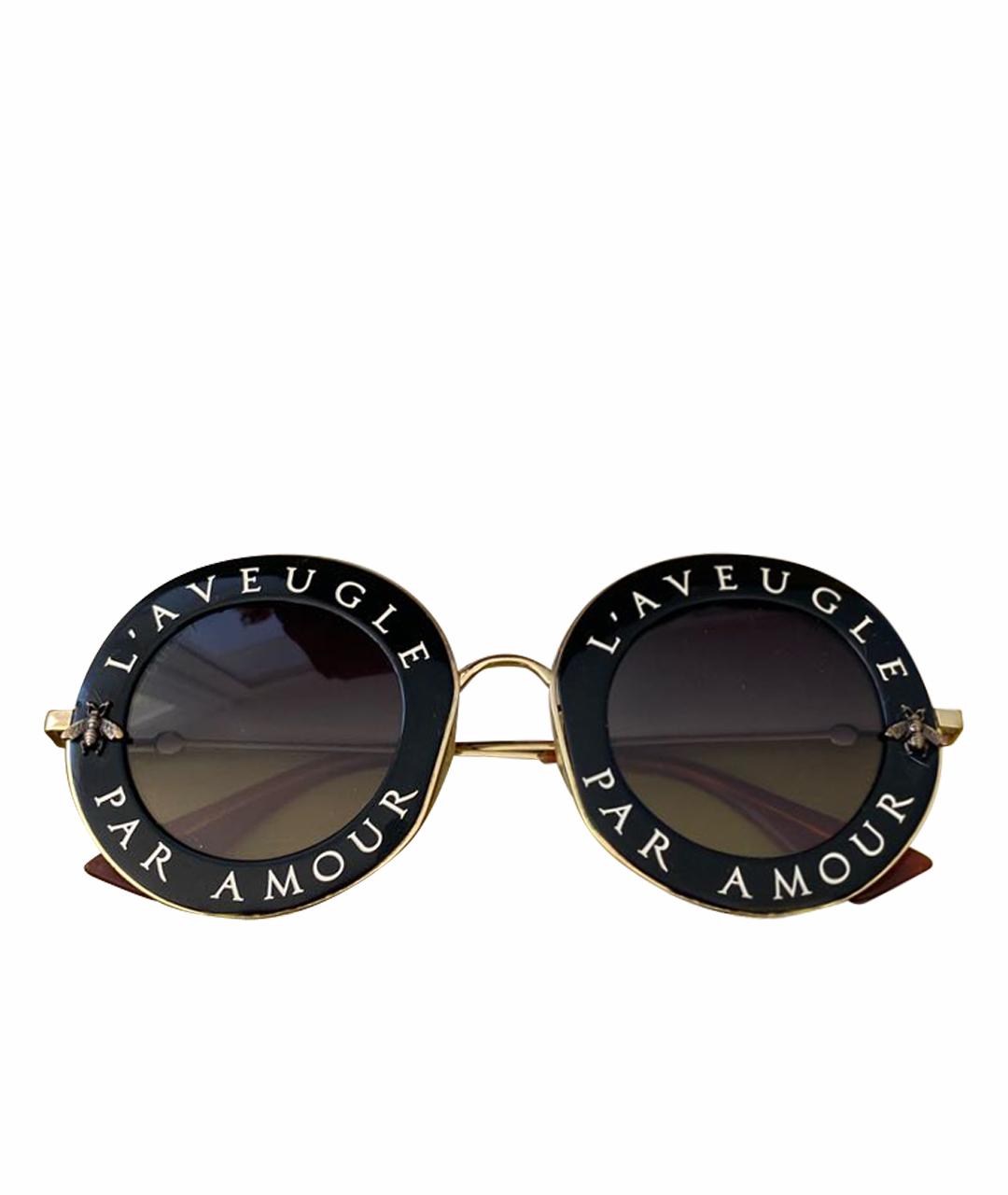 GUCCI Золотые металлические солнцезащитные очки, фото 1