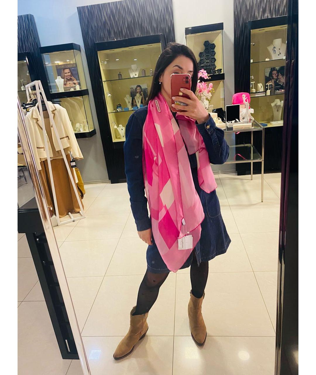 FERRAGAMO Розовый шелковый платок, фото 5