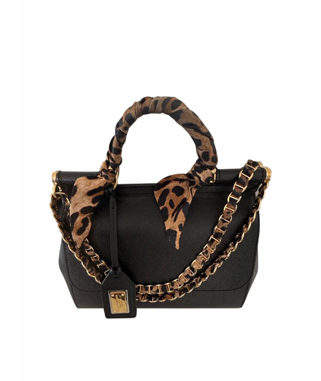 DOLCE&GABBANA Черная кожаная сумка с короткими ручками, фото 4