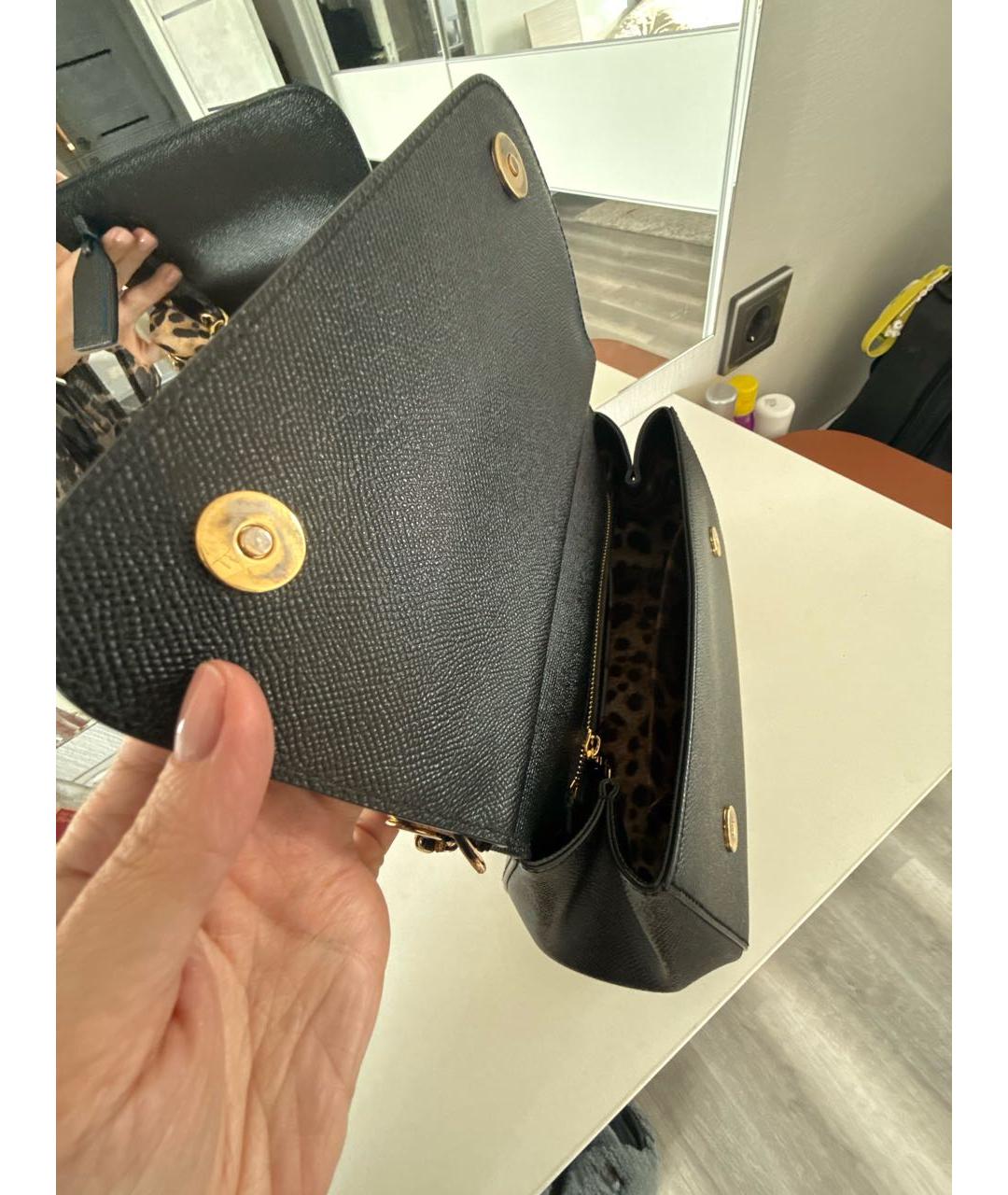 DOLCE&GABBANA Черная кожаная сумка с короткими ручками, фото 2