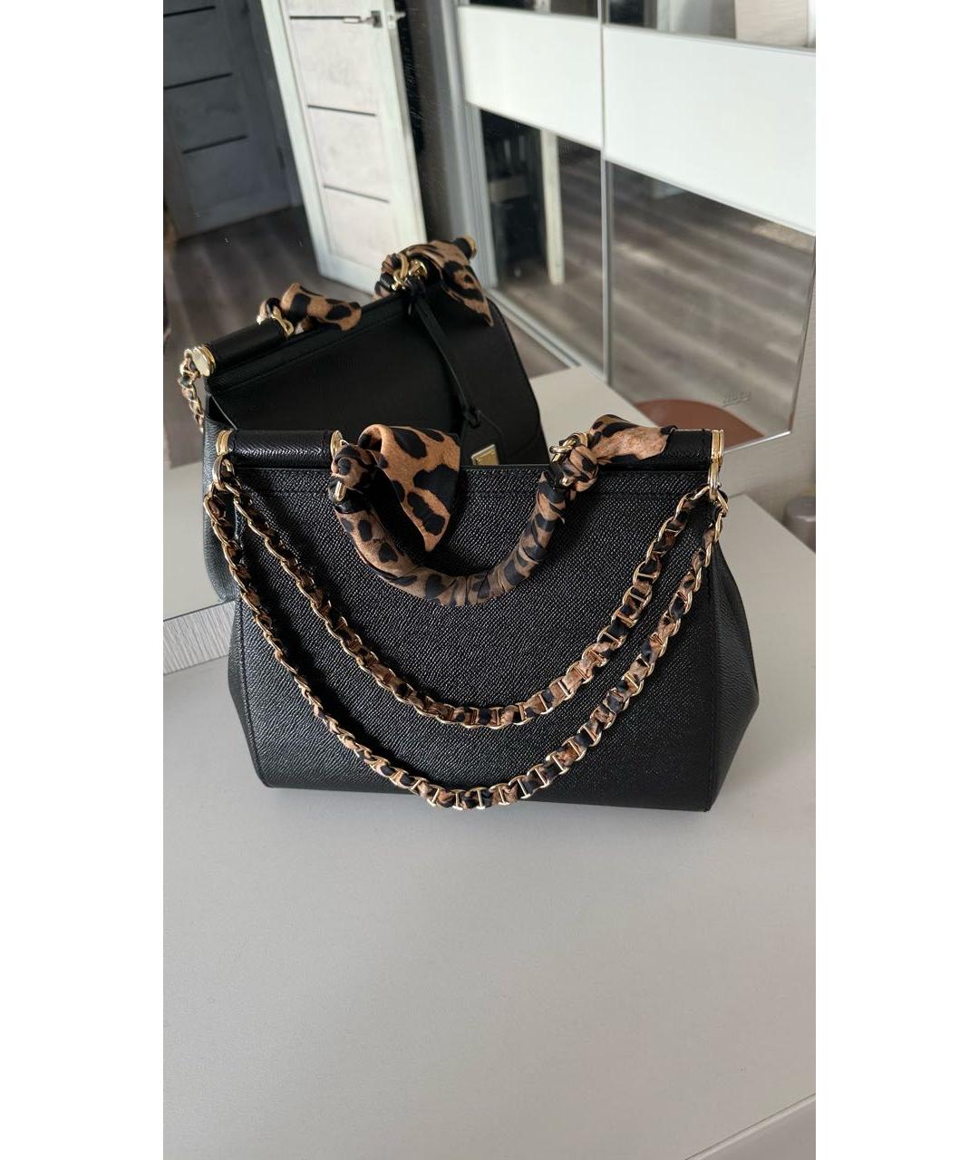 DOLCE&GABBANA Черная кожаная сумка с короткими ручками, фото 3
