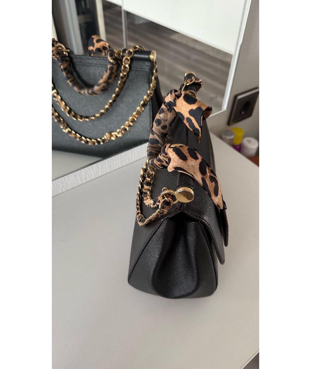DOLCE&GABBANA Черная кожаная сумка с короткими ручками, фото 4