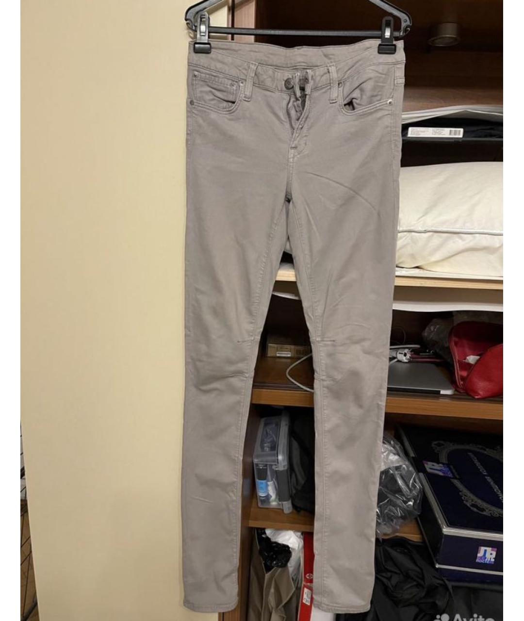 HELMUT LANG Бежевые хлопко-эластановые джинсы скинни, фото 7