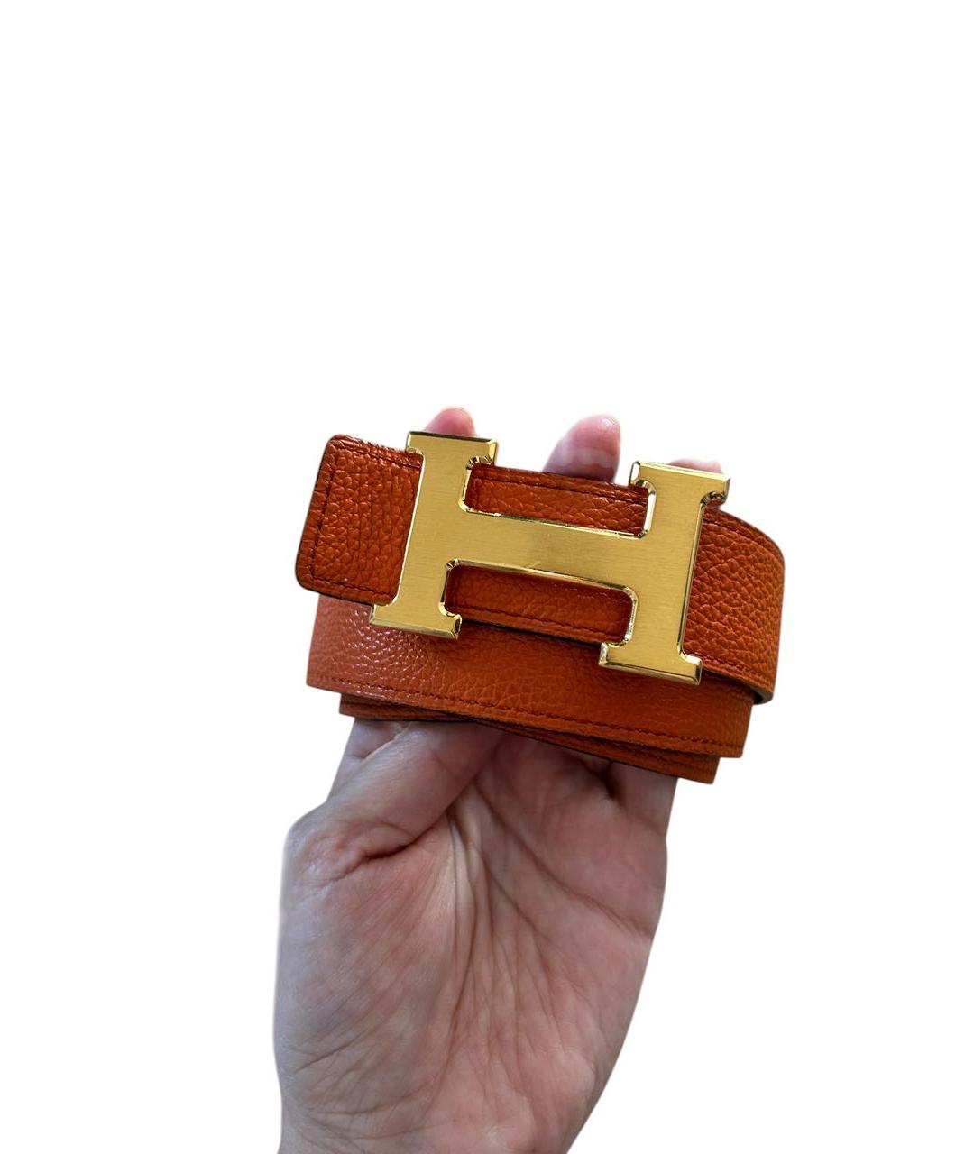 HERMES Оранжевый кожаный ремень, фото 9