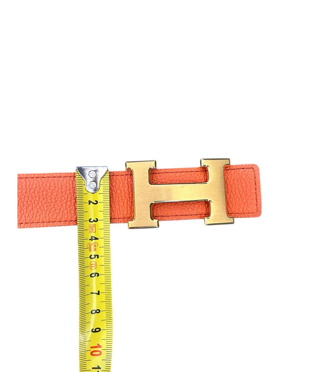 HERMES Оранжевый кожаный ремень, фото 3