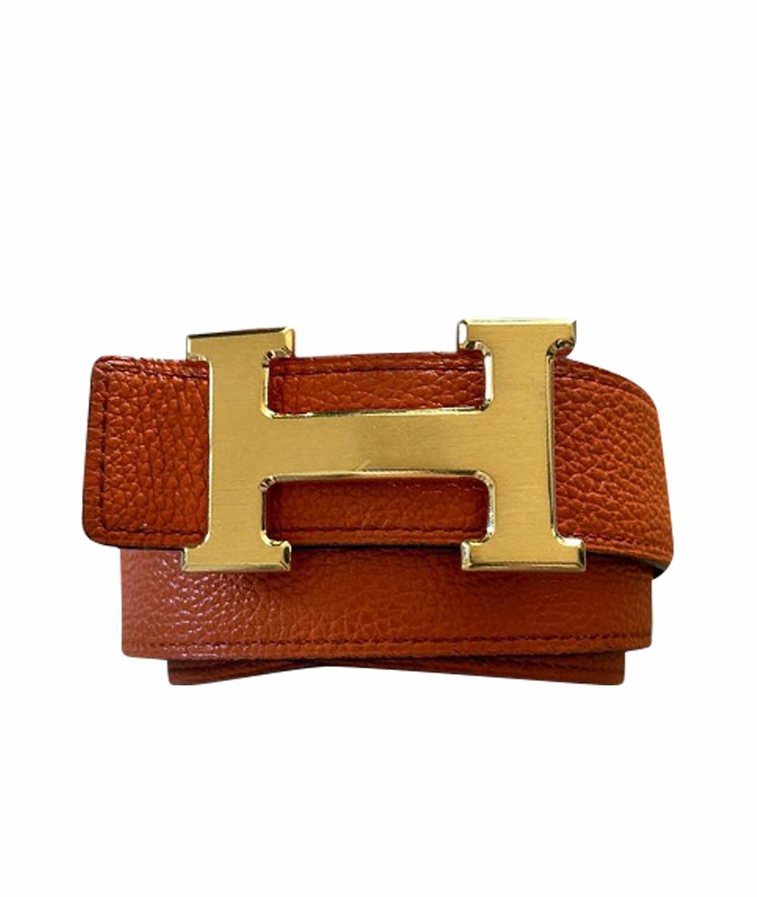 HERMES Оранжевый кожаный ремень, фото 1