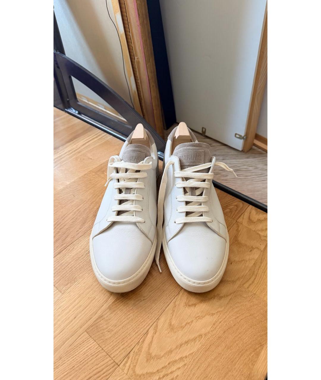 BRUNELLO CUCINELLI Белые кожаные низкие кроссовки / кеды, фото 2