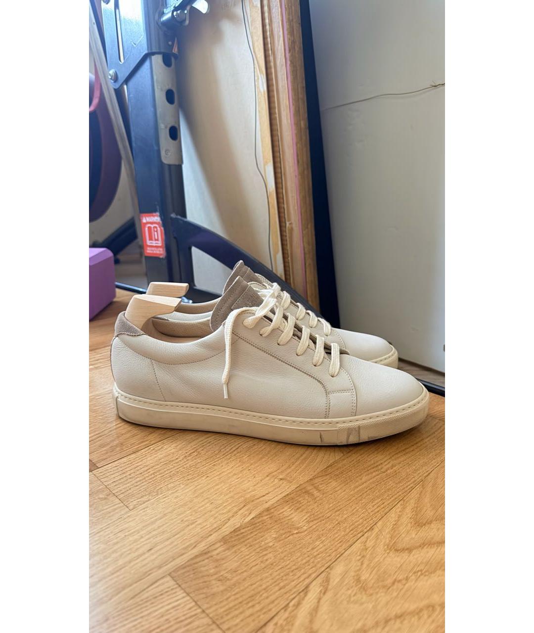 BRUNELLO CUCINELLI Белые кожаные низкие кроссовки / кеды, фото 5