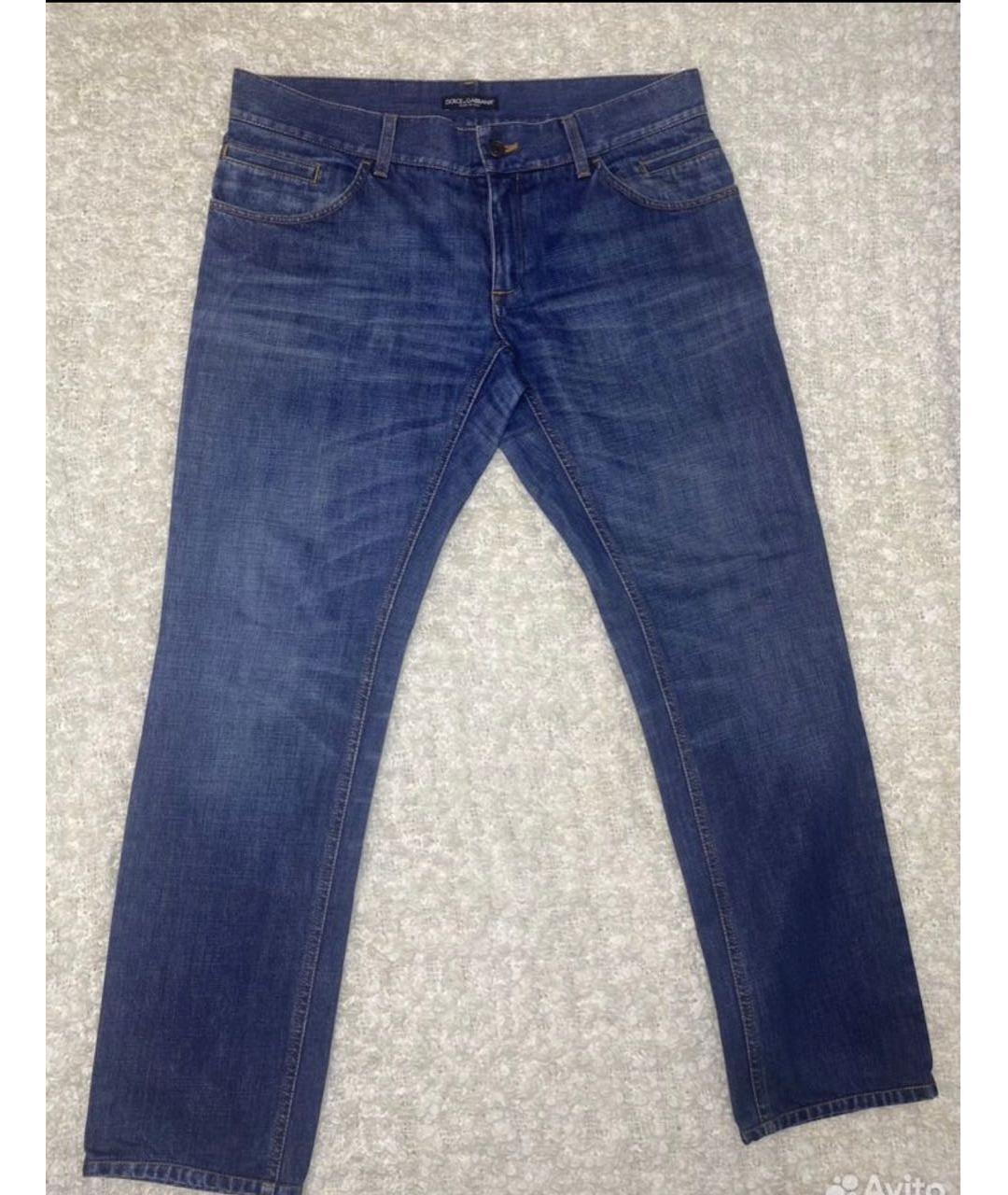 DOLCE&GABBANA Синие хлопковые прямые джинсы, фото 2