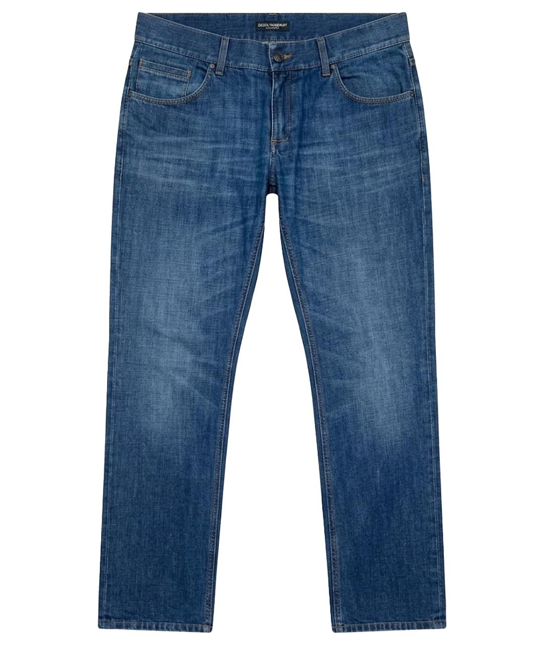 DOLCE&GABBANA Синие хлопковые прямые джинсы, фото 1