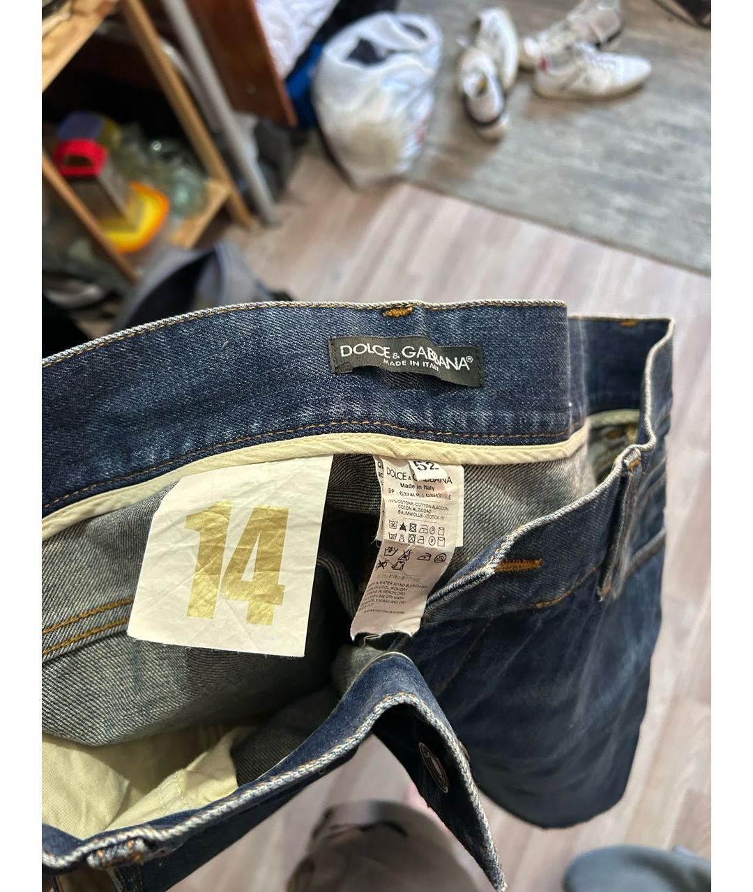 DOLCE&GABBANA Синие хлопковые прямые джинсы, фото 3