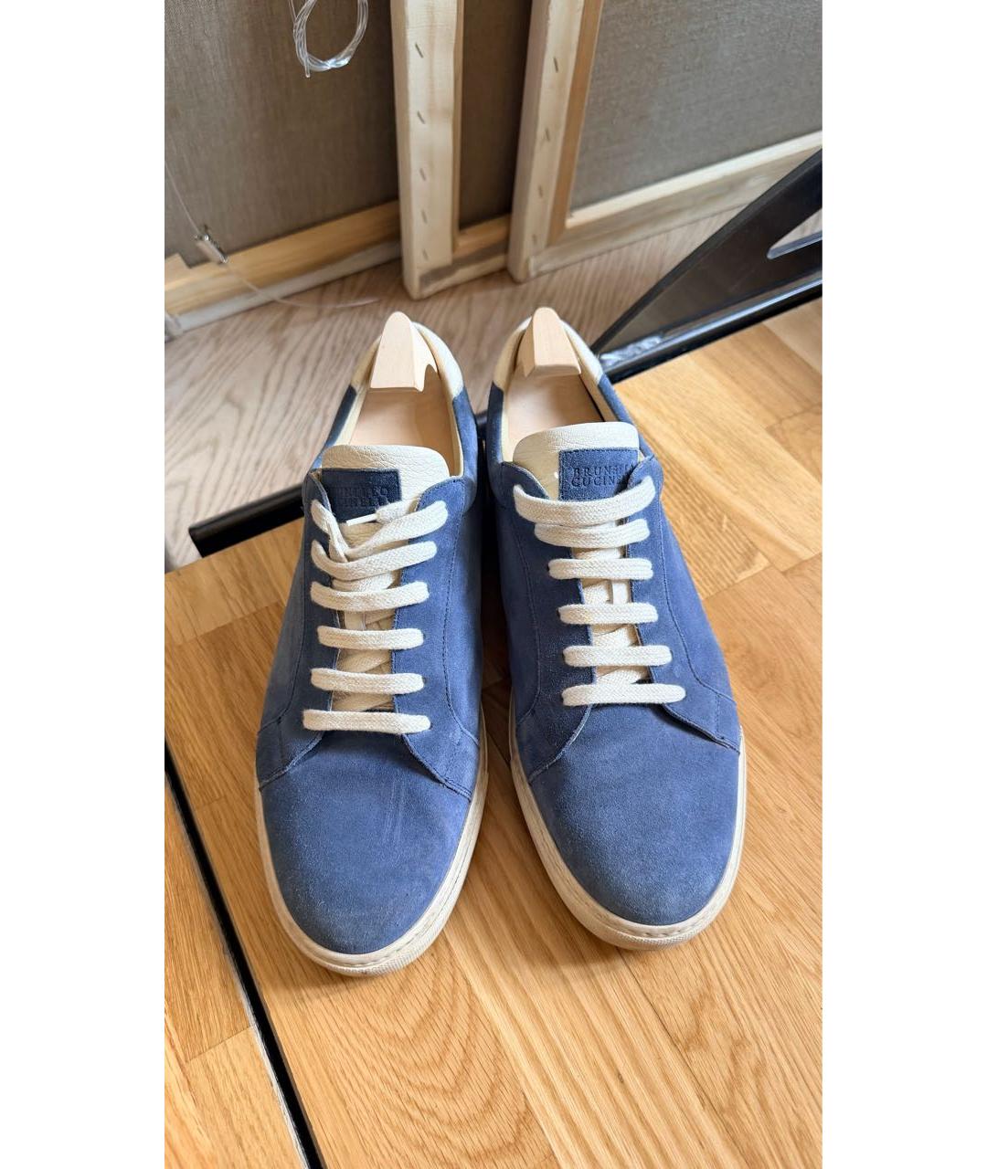 BRUNELLO CUCINELLI Синие замшевые низкие кроссовки / кеды, фото 2