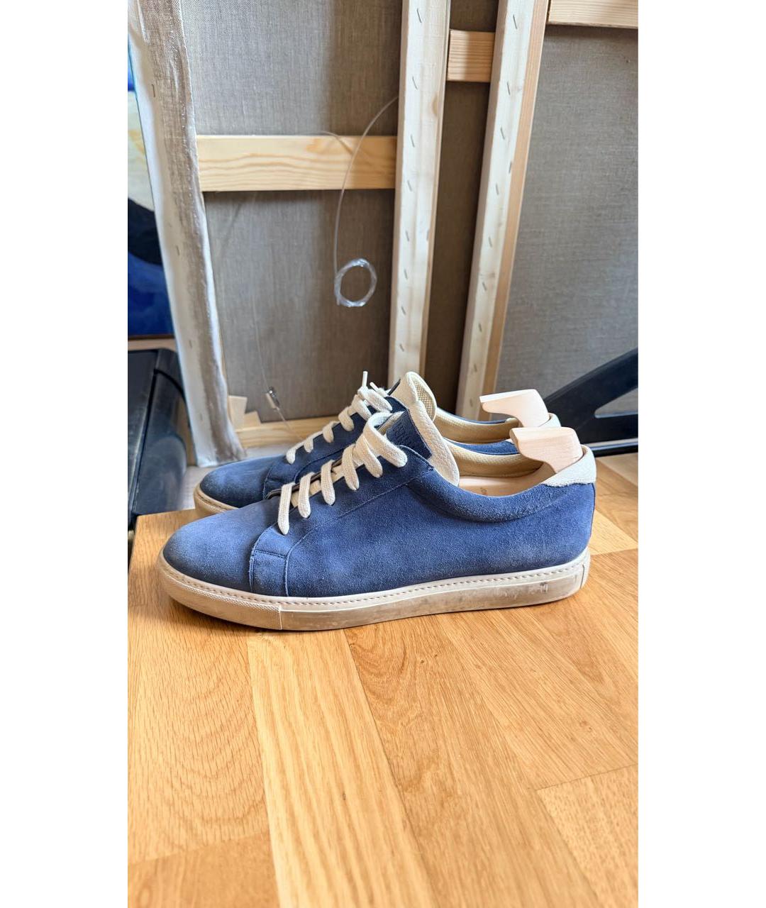 BRUNELLO CUCINELLI Синие замшевые низкие кроссовки / кеды, фото 5