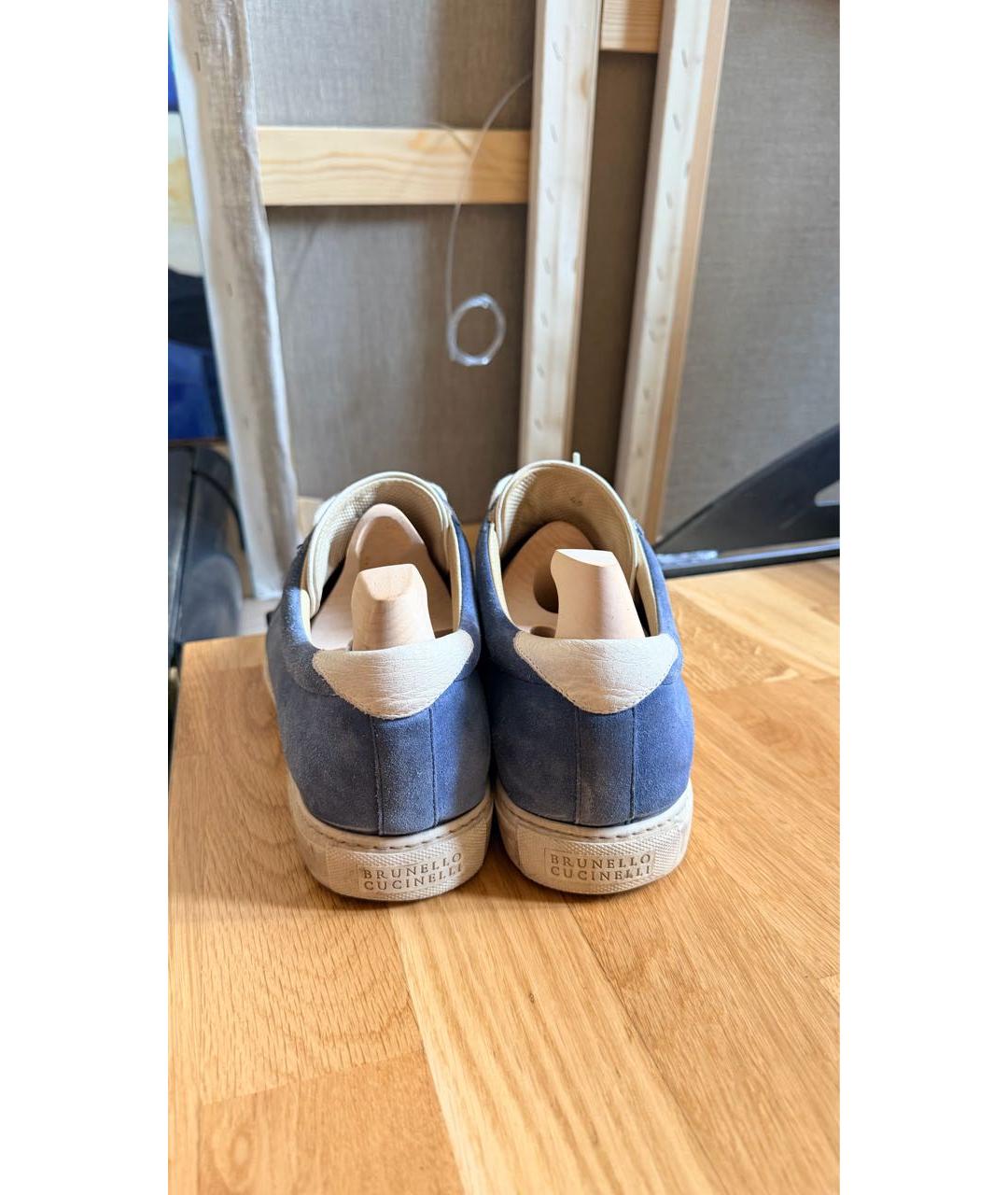 BRUNELLO CUCINELLI Синие замшевые низкие кроссовки / кеды, фото 4